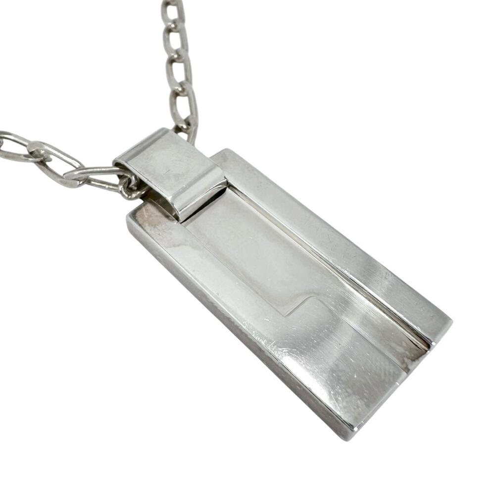 GUCCI G-logo plate necklace, SV925 silver, for men and women.
